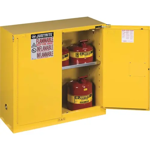 SAFETY STORAGE CABINET, 30 GALLON, 44 IN. X 43 IN. X 18 IN., SELF-CLOSE Yellow SAFETY STORAGE CABINET, 30 GALLON, 44 IN. X 43 IN. X 18 IN., SELF-CLOSE Yellow