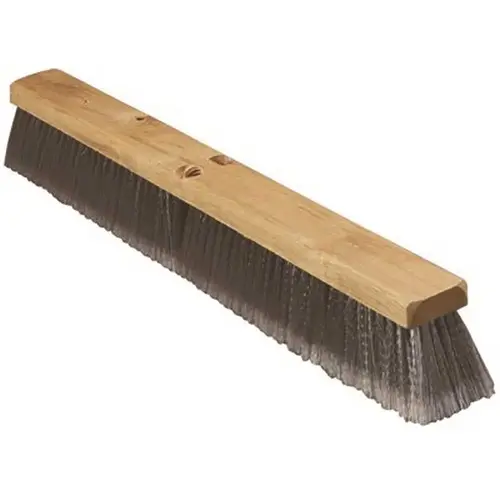 24 in. Polypropylene Broom Fine Sweep Flagged with 3 in. Trim Grey Gray