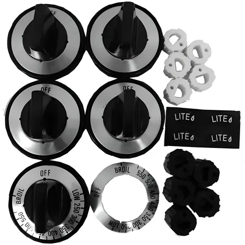 Gas Stove Knob Kit Black (4 Surface & 1 Oven)