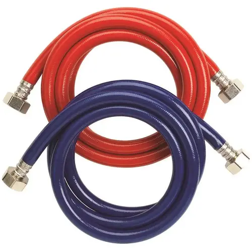 6 ft. Washing Machine Fill Hose High Pressure Set Red & Blue 6 ft. Washing Machine Fill Hose High Pressure Set Red & Blue