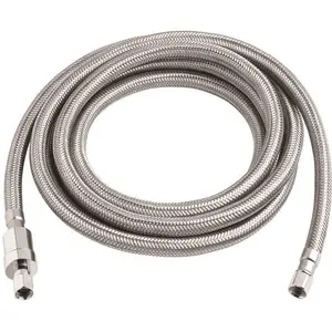 Burst Protect 7253-120-14-2-BP 1/4 in. x 1/4 in. x 120 in. SS Icemaker Connector Stainless Steel
