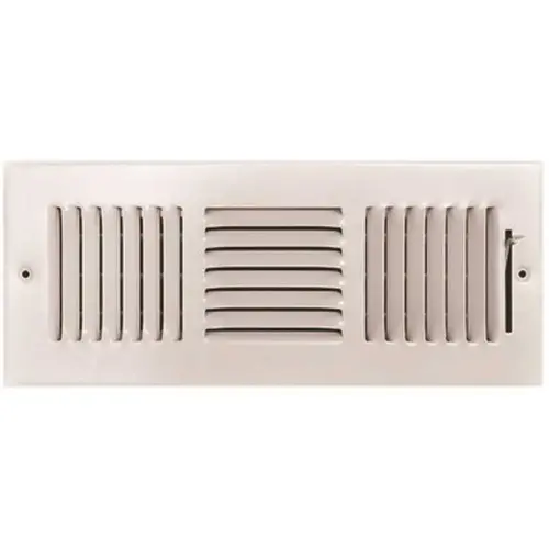 12 in. x 4 in. 3-Way Steel Wall/Ceiling Register White 12 in. x 4 in. 3-Way Steel Wall/Ceiling Register White