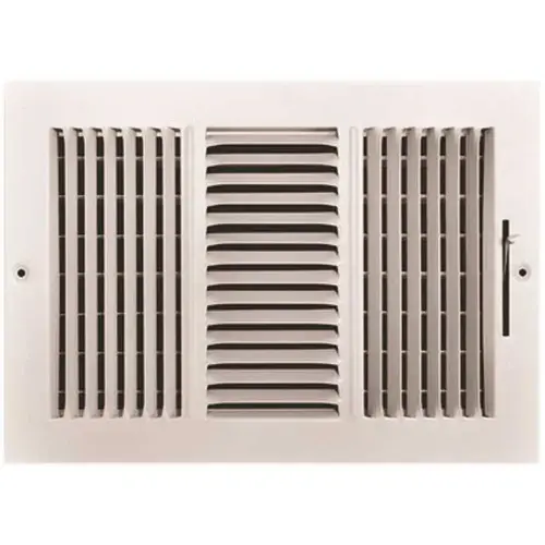 12 in. x 8 in. 3-Way Steel Wall/Ceiling Register White 12 in. x 8 in. 3-Way Steel Wall/Ceiling Register White