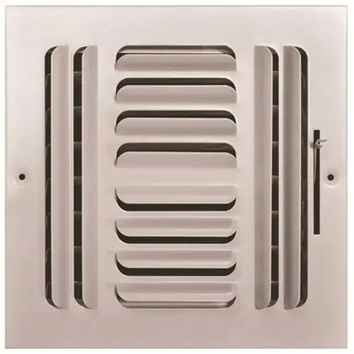 8 in. x 8 in. 4 Way Stamped Curved Blade Wall/Ceiling Register White 8 in. x 8 in. 4 Way Stamped Curved Blade Wall/Ceiling Register White