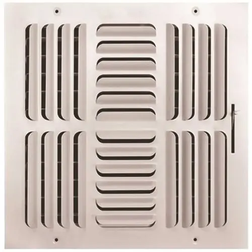 12 in. x 12 in. 4 Way Stamped Curved Blade Wall/Ceiling Register White 12 in. x 12 in. 4 Way Stamped Curved Blade Wall/Ceiling Register White