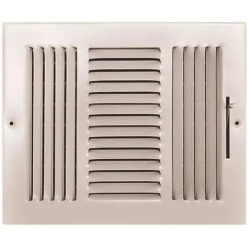 10 in. x 8 in. 3-Way Steel Wall/Ceiling Register White 10 in. x 8 in. 3-Way Steel Wall/Ceiling Register White