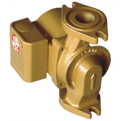 1/25 hp, 5-9/16" Long, 1 Phase, Cast Iron Housing, Polypropylene Impeller, Inline Circulator Pump Bronze