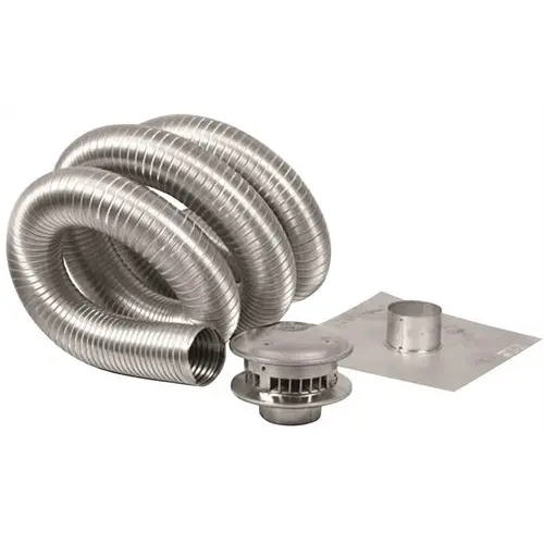GAS VENT TYPE B, 4 IN X 35 FT CHIMNEY KIT Silver GAS VENT TYPE B, 4 IN X 35 FT CHIMNEY KIT Silver