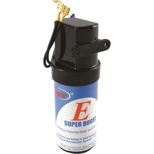 120/240 VAC 1 Phase Units 1/2-5 HP Hard Start Electronic Relay and Start Capacitor Black