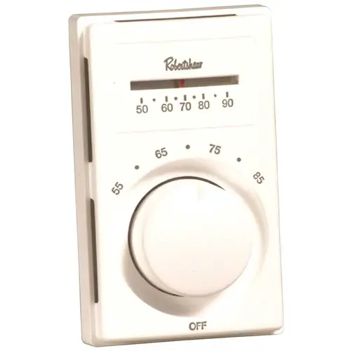 LINE VOLTAGE THERMOSTAT WITH SINGLE-POLE SINGLE-THROW, HEAT ONLY White