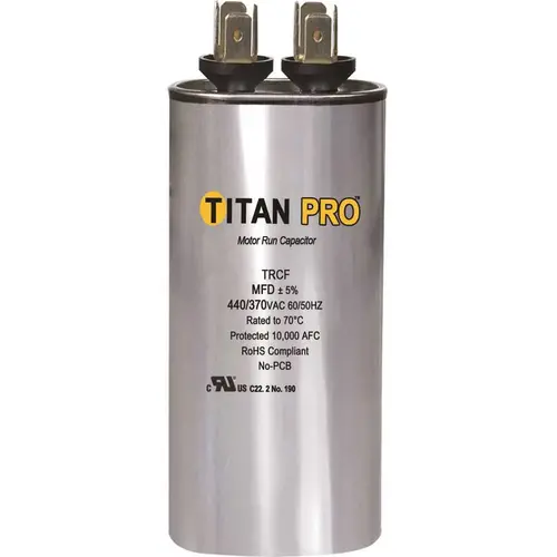 Titan Pro Run Capacitor 45 MFD 440/370-Volt Round Silver