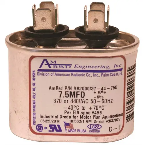 Amrad Oval Cap 7.5 Mfd 370/440 Amrad Oval Cap 7.5 Mfd 370/440