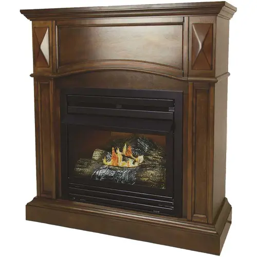 20,000 BTU 36 in. Compact Convertible Ventless Propane Gas Fireplace in Cherry