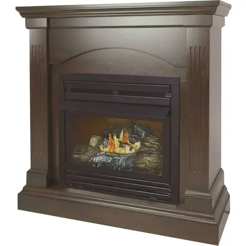 20,000 BTU 36 in. Compact Convertible Ventless Propane Gas Fireplace in Tobacco