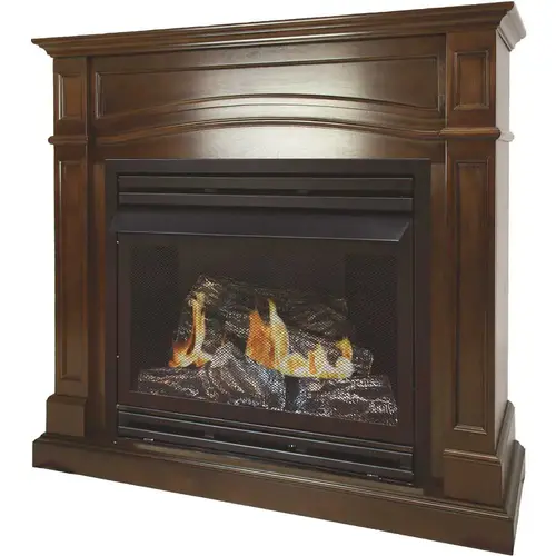 32,000 BTU 46 in. Full Size Ventless Natural Gas Fireplace in Cherry 32,000 BTU 46 in. Full Size Ventless Natural Gas Fireplace in Cherry