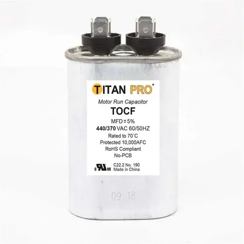 TITAN PRO Run Capacitor 12.5 MFD 440/370 Volt Oval
