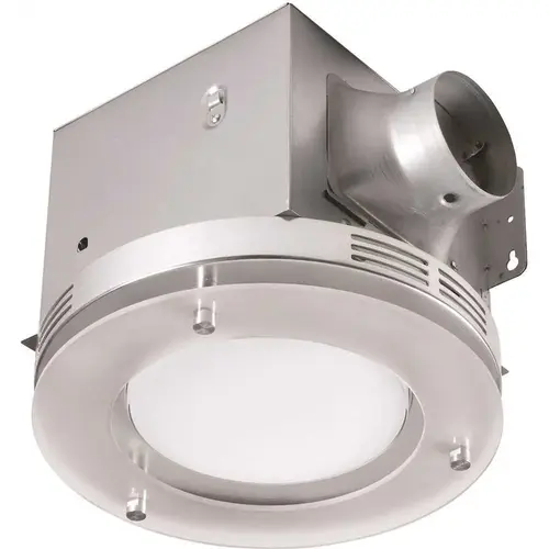 Decorative Brushed Nickel 80 CFM Ceiling Mount Bathroom Exhaust Fan with LED Light