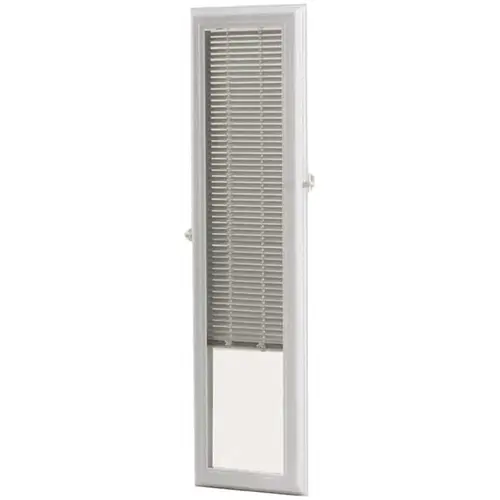 White Cordless Add On Enclosed Aluminum Blinds with 1/2 in. Slats for 8 in. Wide x 36 in. Length Side Light Door Windows