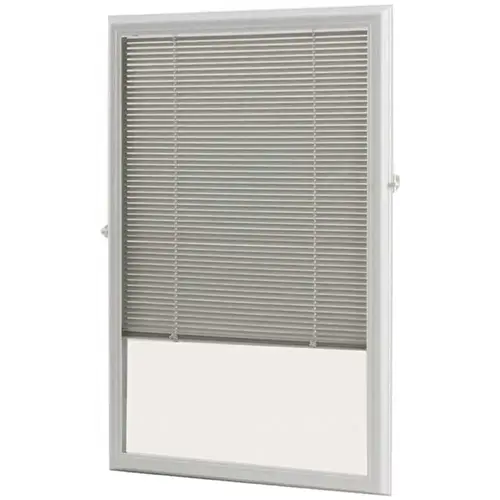 White Cordless Add On Enclosed Blind with 1/2 in. Wide Aluminum Blinds for 20 in. Width x 36 in. Length Door Window