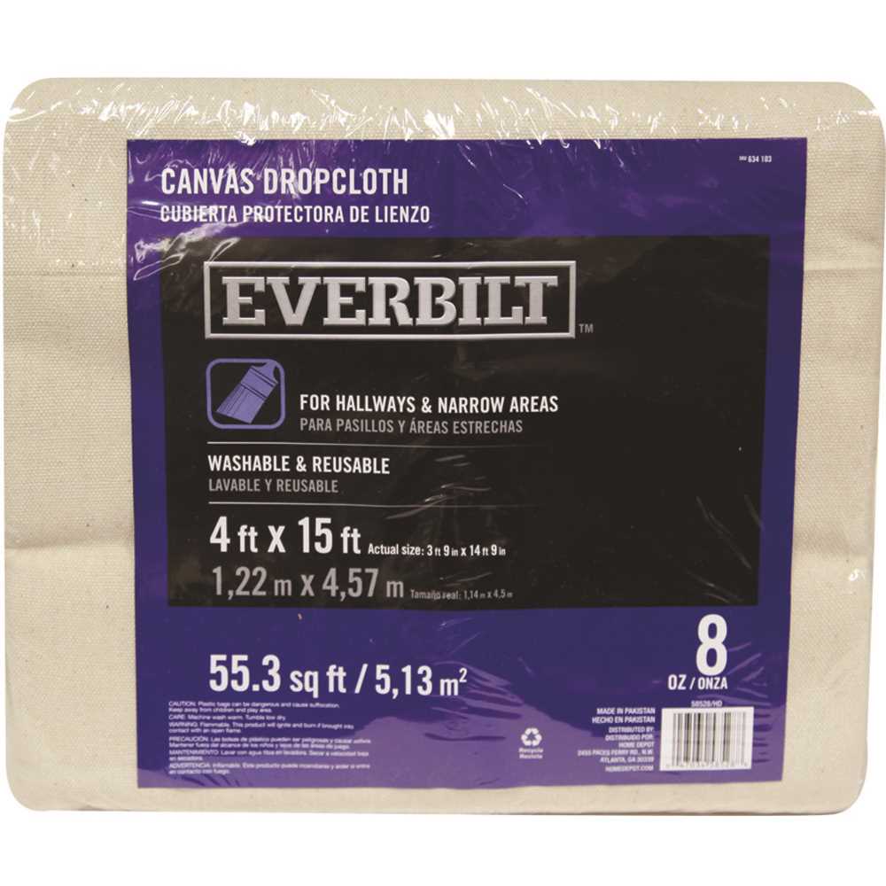 Everbilt 58528/6HD 4 ft. x 15 ft. 8 oz. Heavyweight Canvas Drop Cloth Runner