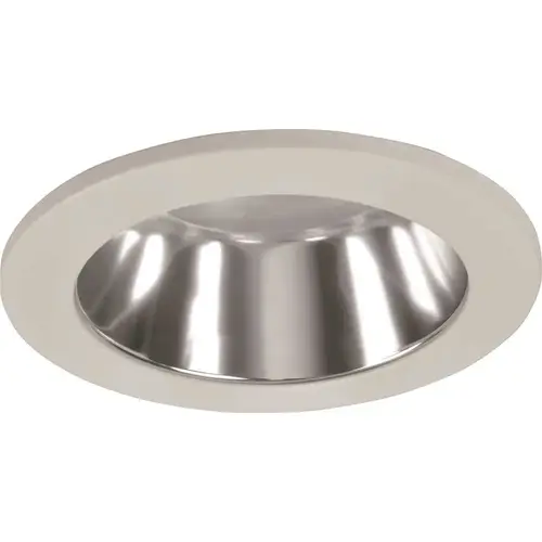 RECESSED LIGHTING UNIVERSAL 4 IN. ALZAK BAFFLE CHROME REFLECTOR WITH WHITE TRIM RING Clear