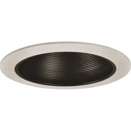 RECESSED LIGHTING 6 IN. BLACK METAL BAFFLE WITH WHITE TRIM RING RECESSED LIGHTING 6 IN. BLACK METAL BAFFLE WITH WHITE TRIM RING