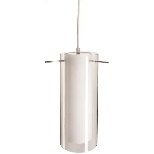 11-1/2 in. x 4-3/4 in. Pendant in Fixture White/Clear Glass Brushed Nickel Uses One 13-Watt Fluorescent Lamp 11-1/2 in. x 4-3/4 in. Pendant in Fixture White/Clear Glass Brushed Nickel Uses One 13-Watt Fluorescent Lamp