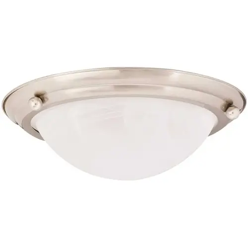 15-1/2 in. x 4-3/4 in. Flush Mount Ceiling in Fixture Brushed Nickel Uses Two 75-Watt Incandescent Medium Base Lamps 15-1/2 in. x 4-3/4 in. Flush Mount Ceiling in Fixture Brushed Nickel Uses Two 75-Watt Incandescent Medium Base Lamps