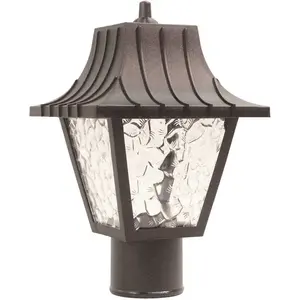 LiteCo FC232 Medium 1-Light Black Outdoor Colonial Style Post Top Fixture with Clear Flemish Lenses