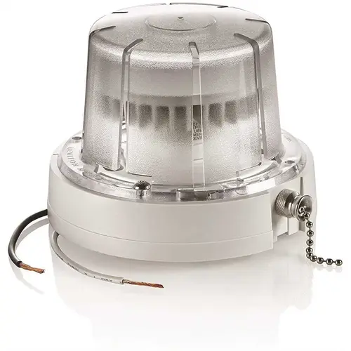 White LED Ceiling Lamp Holder with Pull Chain 10-Watt Bulb and Bulb Guard Color/Finish Family White LED Ceiling Lamp Holder with Pull Chain 10-Watt Bulb and Bulb Guard Color/Finish Family