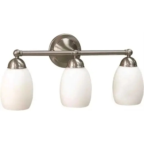 SUSSEX 3-LIGHT VANITY FIXTURE, BRUSHED NICKEL, 24-1/4 X 10-1/2 IN., USES (3) 100-WATT INCANDESCENT MEDIUM BASE LAMPS*