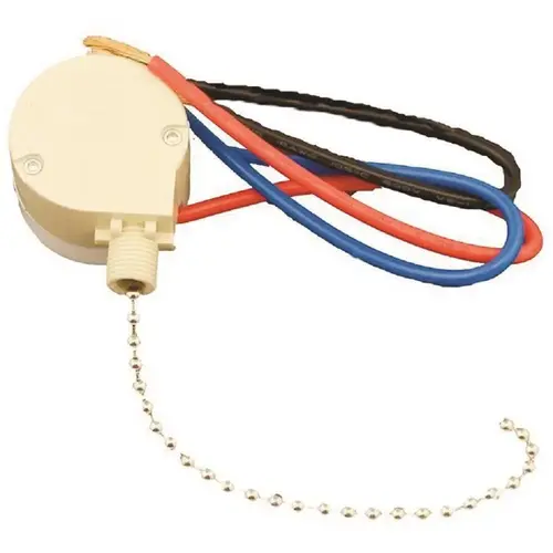 3-Amp Single-Pole 2-Circuit 4-Position (Low-Medium-High-Off) Pull Chain Switch Ivory 3-Amp Single-Pole 2-Circuit 4-Position (Low-Medium-High-Off) Pull Chain Switch Ivory