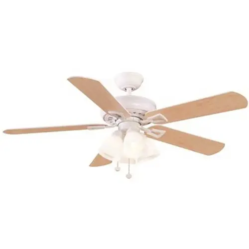Lyndhurst 52 in. LED Matte White with Matte White/Light Maple Blades Ceiling Fan with Light Kit Lyndhurst 52 in. LED Matte White with Matte White/Light Maple Blades Ceiling Fan with Light Kit