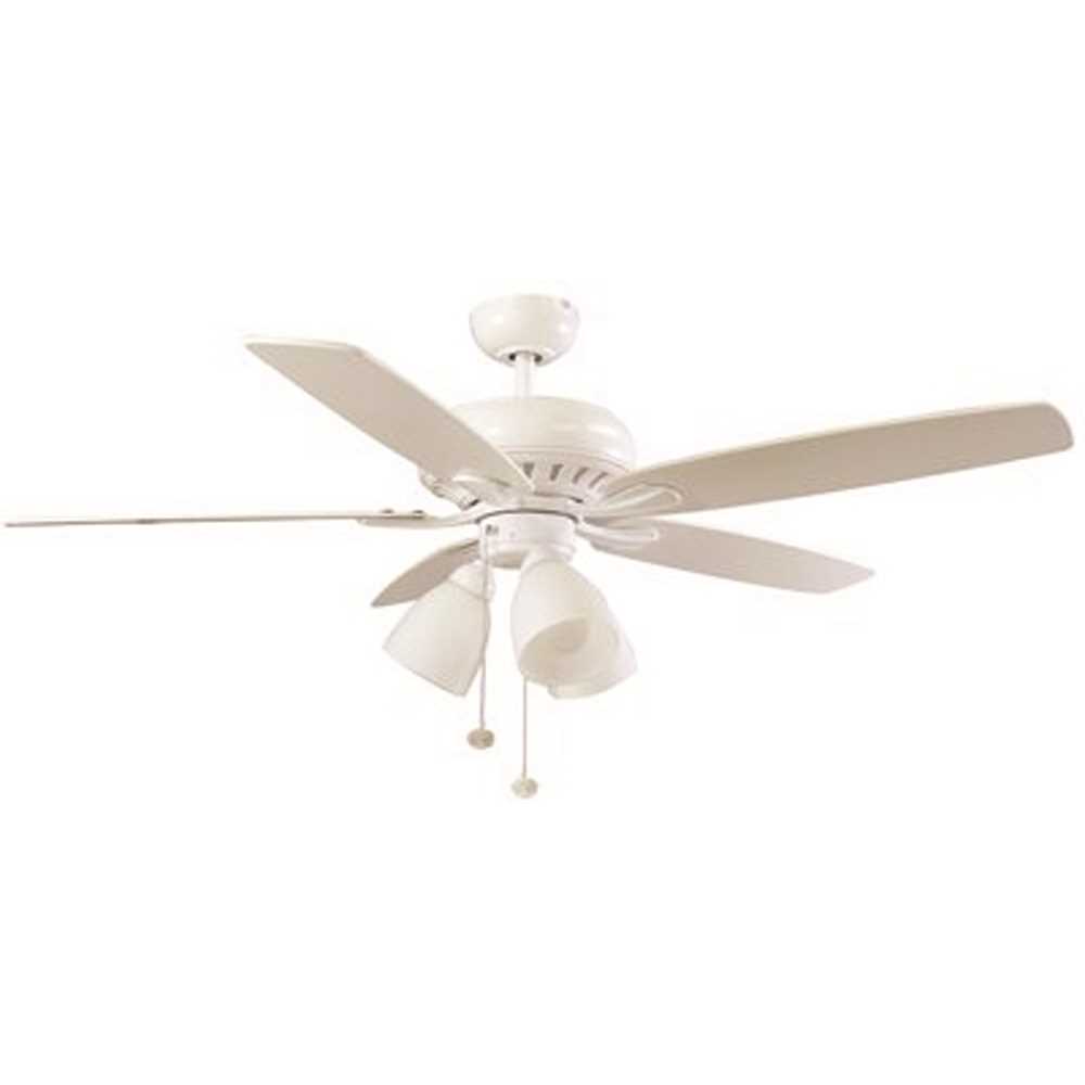 Hampton Bay 37752 Rockport 52 in. LED Matte White with White/Elm Blades Ceiling Fan with Light Kit