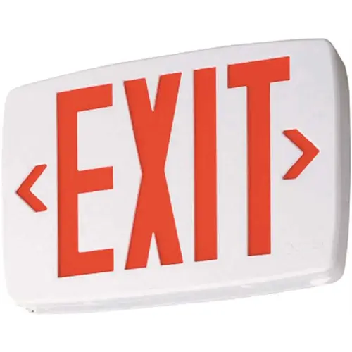Quantum Thermoplastic White Integrated LED Emergency Exit Sign with Stencil-Faced Housing and Red Letters Color/Finish Family Quantum Thermoplastic White Integrated LED Emergency Exit Sign with Stencil-Faced Housing and Red Letters Color/Finish Family