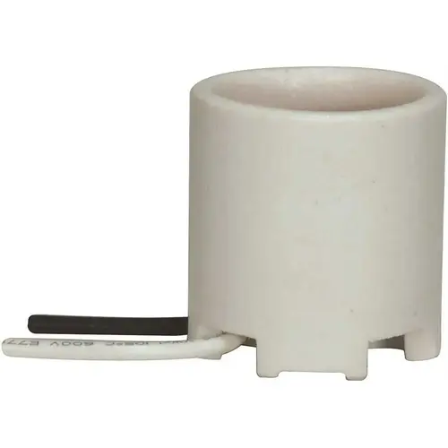 1.5 in. White Medium Base Keyless Unglazed Porcelain Socket with Wireay and Bronze Shell Color/Finish Family