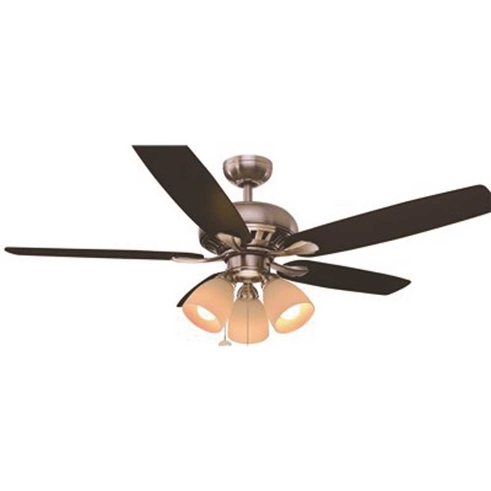 Hampton Bay 37750 Rockport 52 in. LED Indoor Brushed Nickel Ceiling Fan with Light Kit
