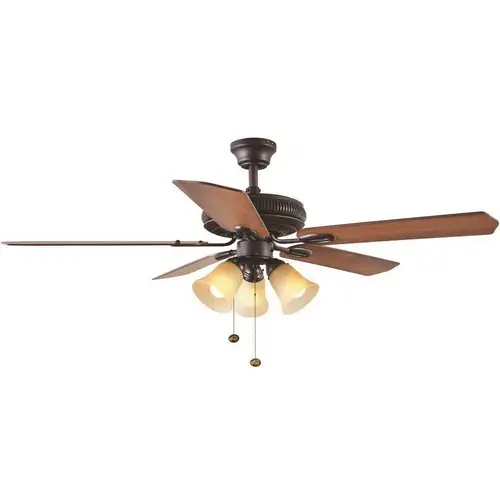Glendale 52 in. Indoor Oil Rubbed Bronze Ceiling Fan with Light Kit Brown
