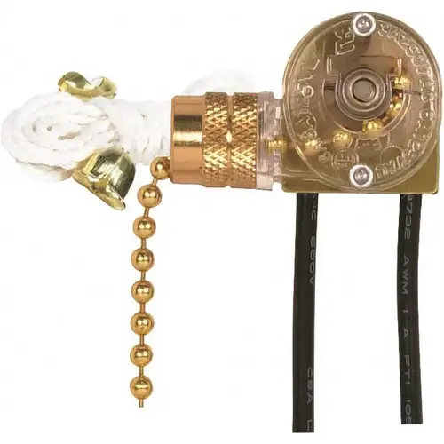 6 in. Brass Finish On-Off Canopy Chain with White Cord 6 in. Brass Finish On-Off Canopy Chain with White Cord