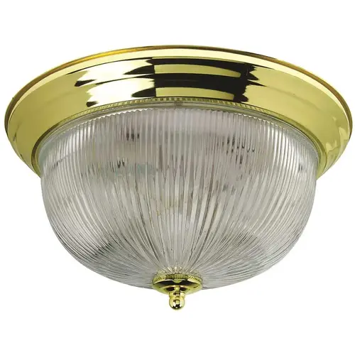 Halophane Dome 13-1/2 in. Ceiling in Fixture Polished Brass Uses Two 60-Watt Incandescent Medium Base Lamps