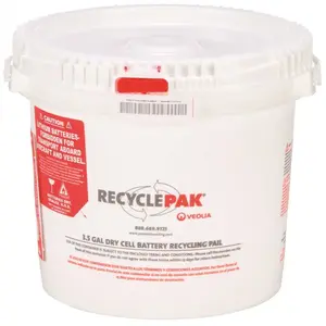 VEOLIA ENVIRONMENTAL SERVICES SUPPLY-041 RECYCLEPAK PREPAID DRY CELL BATTERY RECYCLING PAIL, 3.5 GALLON