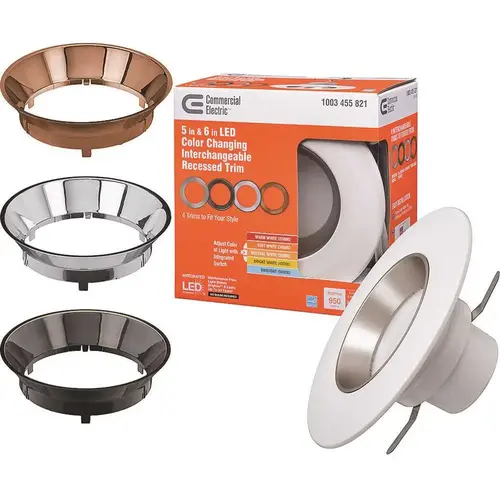 5 in./6 in. Selectable Integrated LED Recessed Trim Can Light with 4 Interchangeable Trims 950 Lumens Dimmable White