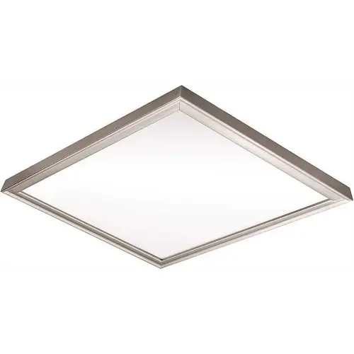 Low Profile 24 in. Square Brushed Nickel Selectable LED Flush Mount Ceiling Light Flat Panel 4000 Lumens Color/Finish Family Low Profile 24 in. Square Brushed Nickel Selectable LED Flush Mount Ceiling Light Flat Panel 4000 Lumens Color/Finish Family