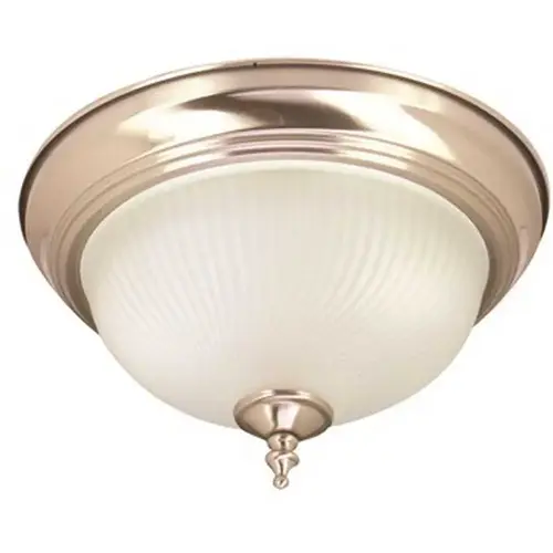 1-Light Ceiling in Fixture Brushed Nickel Interior Flush-Mount with Frosted Swirl Glass Color/Finish Family
