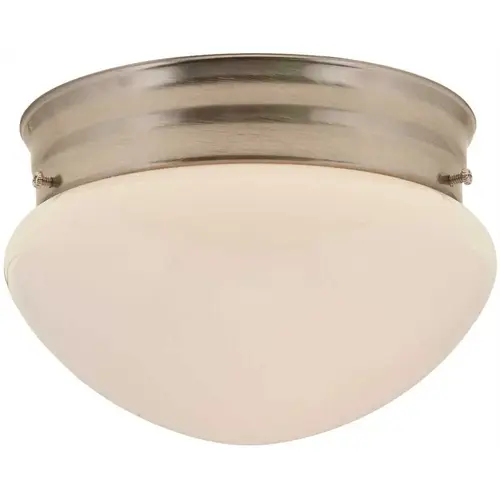 8 in. Mushroom Shaped Ceiling in Fixture Brushed Nickel Uses One 60-Watt Incandescent Medium Base Lamp
