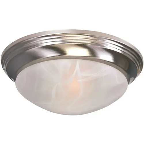 1-Light Brushed Nickel Flushmount Twist and Lock with Alabaster Swirl Glass Color/Finish Family