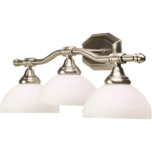 24 in. Decorative Vanity in Fixture Brushed Nickel Uses Three 60-Watt Incandescent Medium Base Lamps 24 in. Decorative Vanity in Fixture Brushed Nickel Uses Three 60-Watt Incandescent Medium Base Lamps
