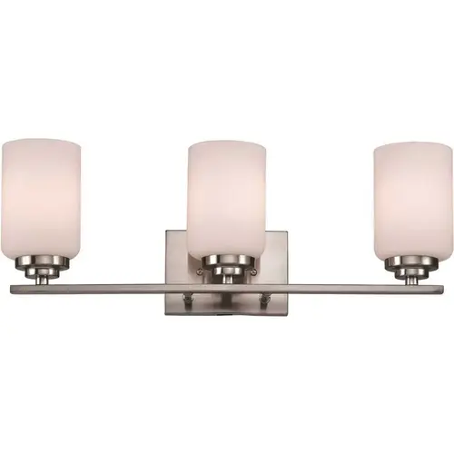 Mod Pod 22 in. 3-Light Brushed Nickel Vanity Light with Frosted Glass Cylinder Shades Color/Finish Family
