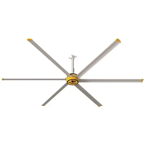 3600 12 ft. Indoor Yellow and Silver Aluminum Shop Ceiling Fan with Wall Control