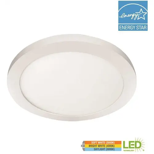 15 in. 22.5-Watt Dimmable White Integrated LED Edge-Lit Round Flat Panel Flush Mount Ceiling Light w/ Color Changing CCT 15 in. 22.5-Watt Dimmable White Integrated LED Edge-Lit Round Flat Panel Flush Mount Ceiling Light w/ Color Changing CCT